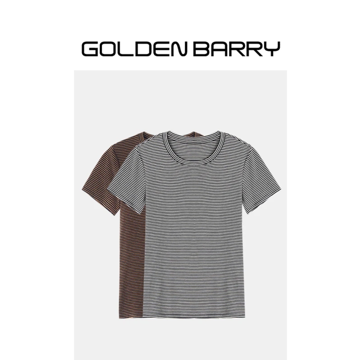 GOLDENBARRY|金和百瑞201954莱赛尔羊毛细条纹T恤
