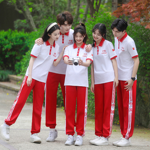 毕业班服高中生夏季学院风初中小学生运动会校服短袖定制t恤套装