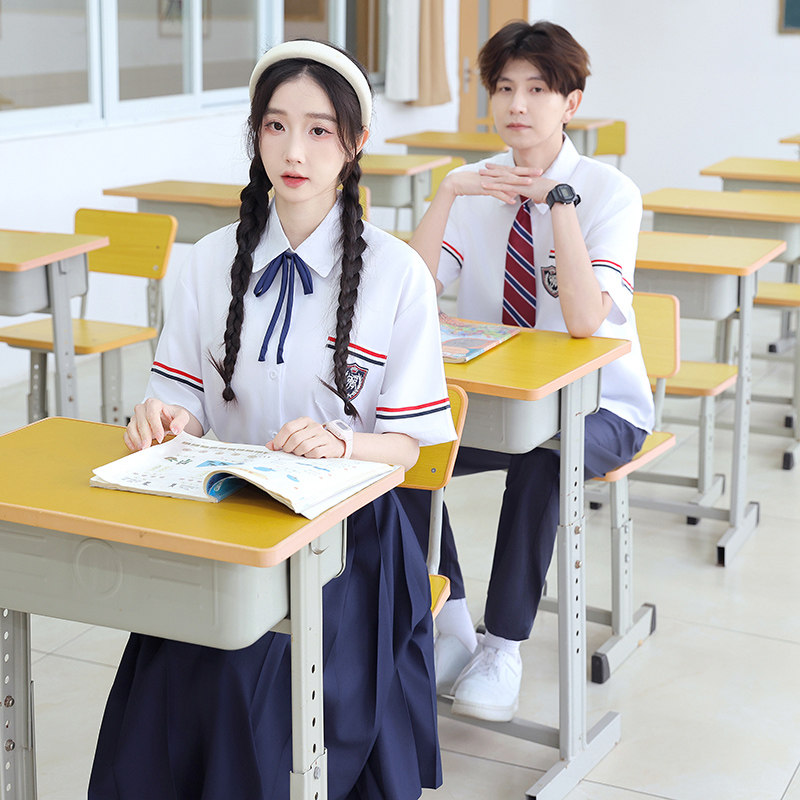 毕业照学院风初中情侣装高中学生班服JK合唱演出表演衬衫校服