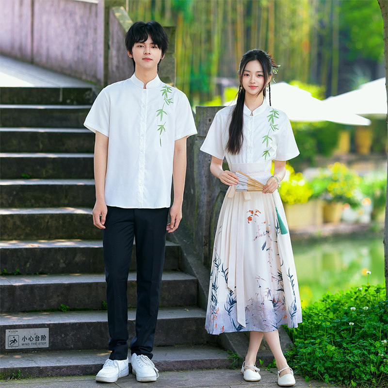 民国风情侣装套装新中式毕业礼服班服初中高中学生朗诵合唱演出服