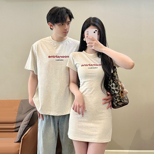 T恤女连衣裙法式 小众设计感情侣装 短袖 2025韩版 一裙一衣ins 夏季