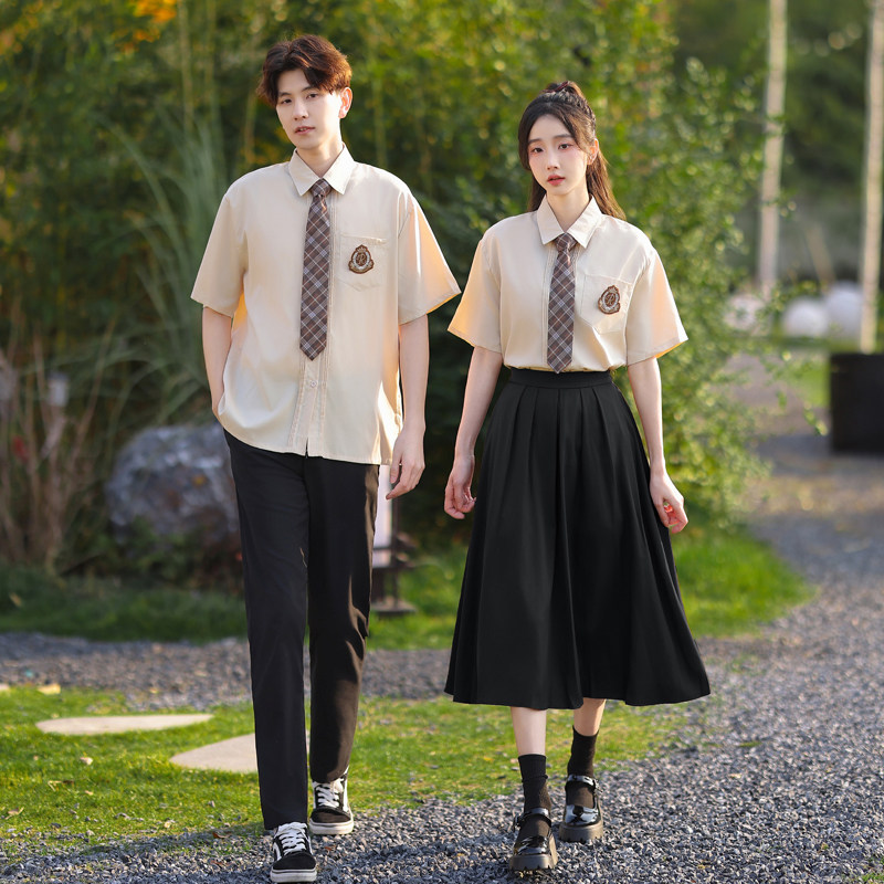 班服高中生夏季套装短袖衬衫JK制服学院风初中毕业季校服演出服女