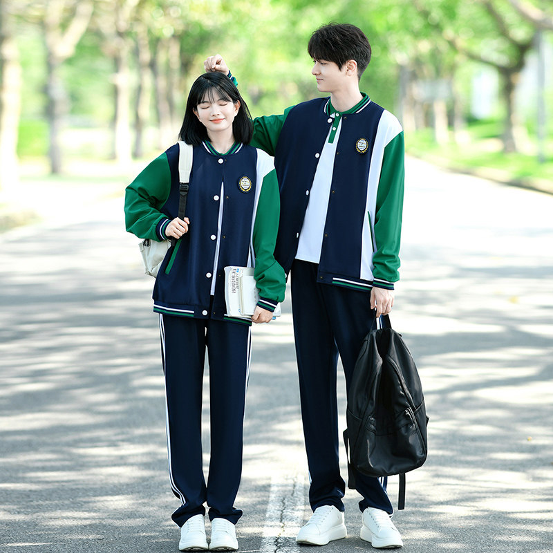 秋冬季卫衣外套套装中小学生班服高中小学生运动会宽松校服三件套