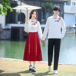 舞台合唱元旦红歌演出服复古风红色长裙诗歌朗诵比赛班服中小学生