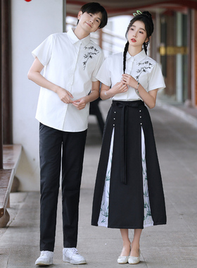 班服套装夏季初中高中毕业礼服新中式古风汉服舞台朗诵合唱演出服