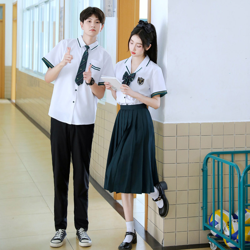 英伦学院风JK衬衫制服初中小学生夏季合唱演出服中学生毕业照班服