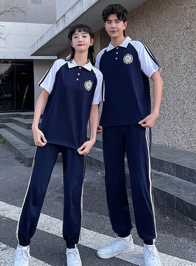 毕业季班服套装情侣装夏装短袖t恤学院风初高中学生运动会校服潮