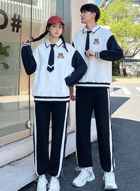 2025春秋季新款学院风英伦风卫衣外套休闲两件套学生运动班服套装