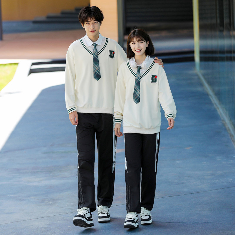 情侣装春秋季假两件套卫衣学院风韩版套装学生班服运动会校服定制