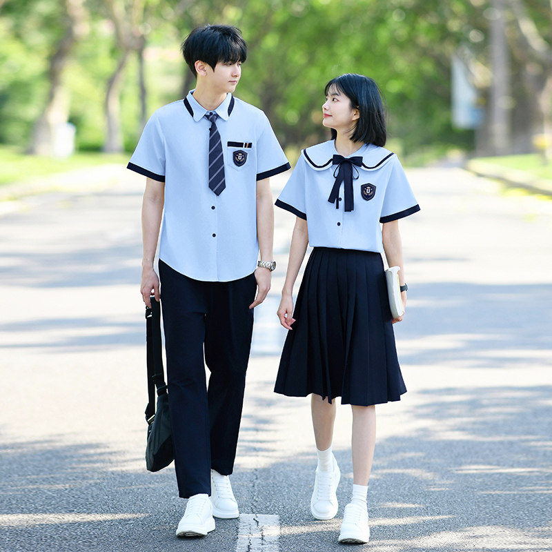 毕业班服套装学院风夏季校服初中高中生衬衫JK制服合唱朗诵演出服