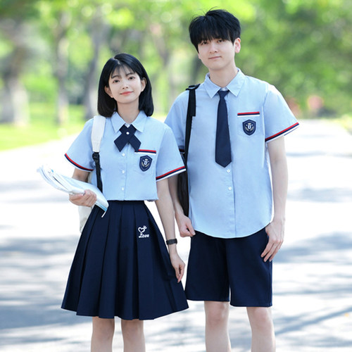 班服套装夏季学院风jk衬衫中小学生毕业大合照高中生合唱演出服装