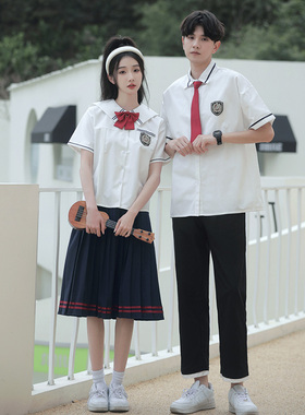 夏季女学院风初高中生毕业照班服合唱演出服运动会开幕式长裙套装