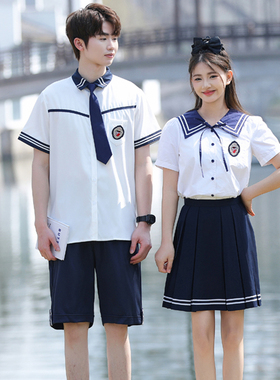 中小学生班服夏季套装海军领jk制服校服六年级毕业季合唱演出服