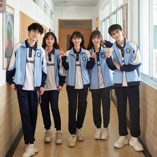 高中生校服三件套春秋初中生班服秋季运动会外套中学生学院风套装