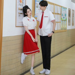 短袖JK衬衣裙子红歌比赛服装初高中学生套装运动会演出服毕业班服