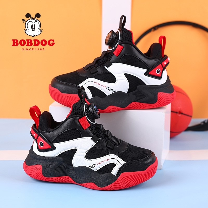 巴布豆男童鞋皮面春秋款中大童篮球鞋防滑男孩冬季加绒儿童运动鞋