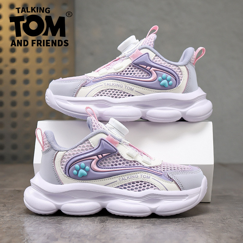 汤姆猫女童鞋跑步夏季单网鞋网面透气中大童女孩运动鞋儿童鞋子潮