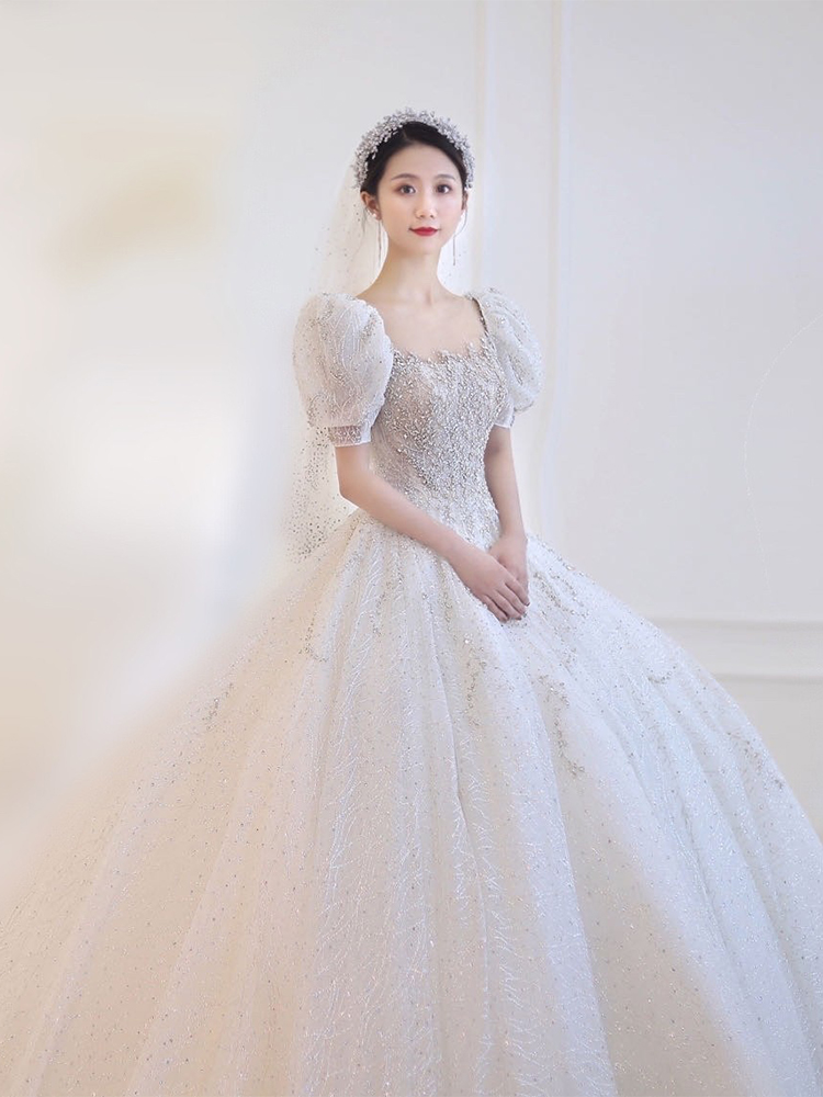 Wedding dress for pregnant, advanced evening dress, french style, plus size, suitable for teen, high-end, lace dress