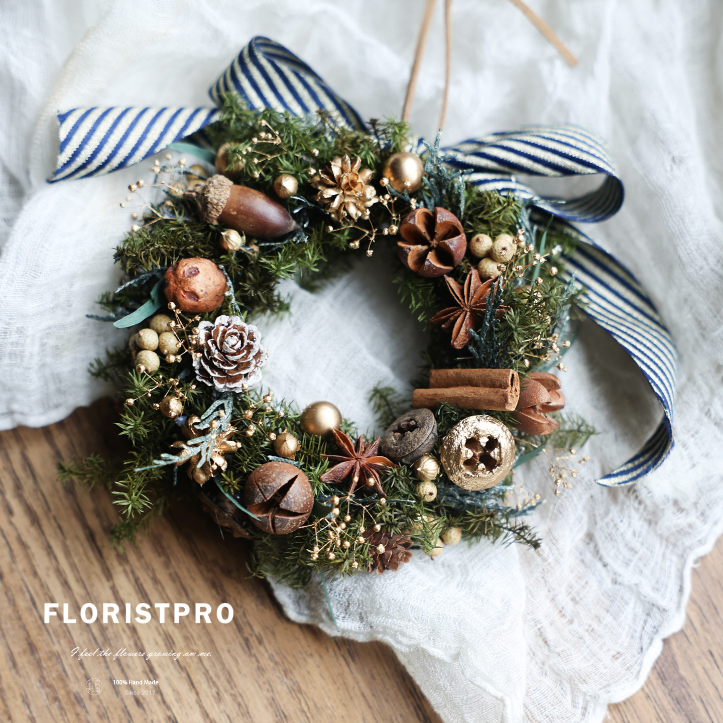 圣诞车挂永生小花环真花果实挂件