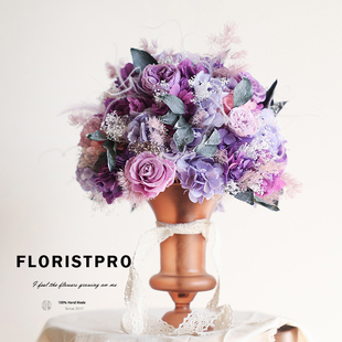 日本进口永生奥汀紫玫瑰花束手捧花瓶花家居装饰摆件感恩节礼物
