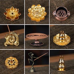 铜葫芦香插九孔香座创意日式水滴藏线香拖架小香炉配件香薰