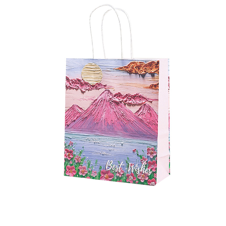 纸袋定制手提袋购物袋工厂定 制花瓣风立体油画礼品美观生日节日