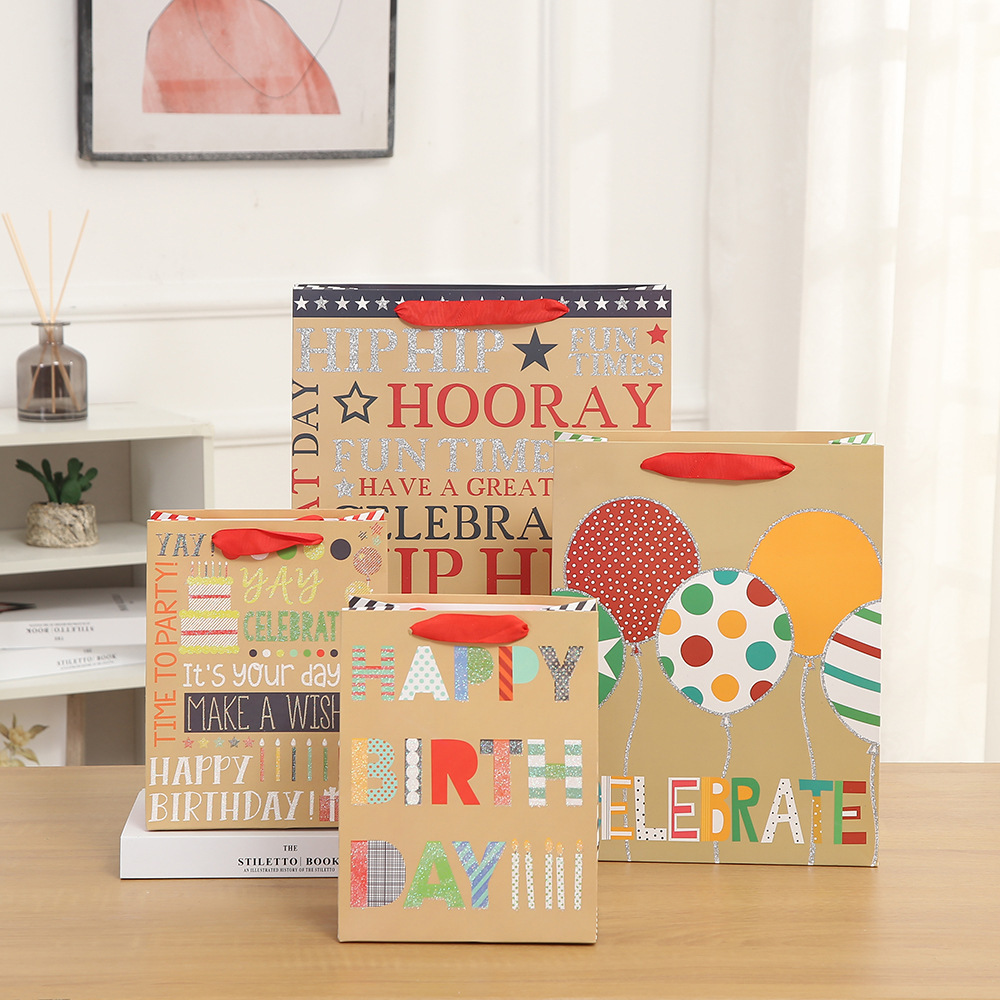 纸袋定制手提袋购物袋牛皮纸袋，带手柄复古风格生日礼物，供超市