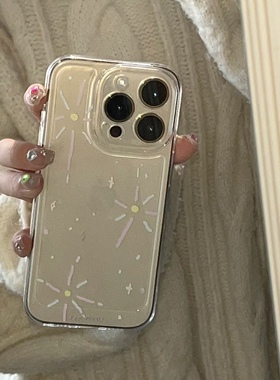 简约雪花烟花ins透明适苹果16/17手机壳苹果13软壳11/12promax高级xs/xr防摔7p创意