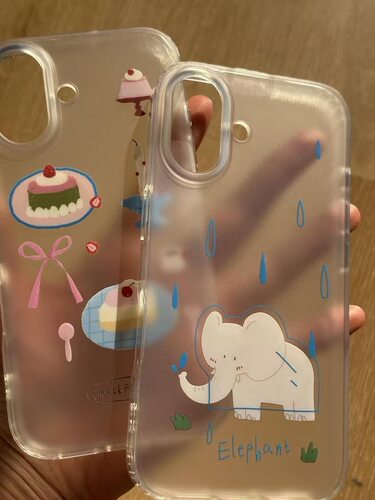 简约下雨小象适用iPhone16/17promax手机壳苹果14/13pro高级12/11透明新款xsmax创意xr防摔8Plus软壳