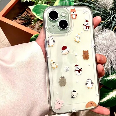 满屏可爱小动物适用iPhone17promax手机壳苹果16pro/14软壳13透明12太空壳保护套11防摔15pro女plus创意