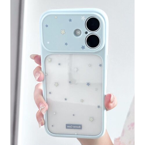 颗而适用于苹果17/16promax 蓝白满屏星星大视窗手机壳软壳iPhone15精孔13pro耐脏12小众11简约复古