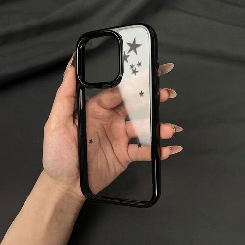 简约银灰小星星边框亚克力适用于苹果16/15promax手机壳iPhone11个性潮流XR软78p男生搞怪12简约13