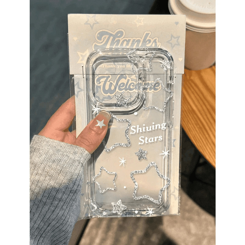 小清新雪花星星适用于苹果16promax新款14pro小众xs/x网红13爆款11透明防摔12全包8/7软保护壳套