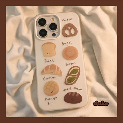 可爱面包合集适用iPhone17/16手机壳软壳磨砂苹果15ProMax新款防摔12创意男女款13Pro硅胶全包11保护壳ins风