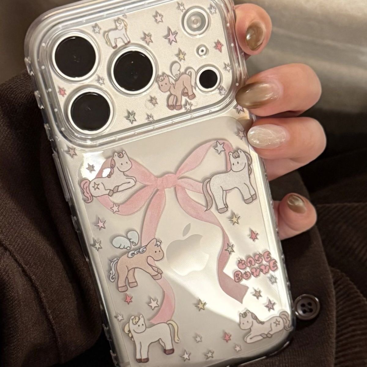 可爱蝴蝶结白马适用iPhone17promax手机壳苹果16pro/14软壳13透明12软保护套11防摔15pro创意