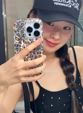 韩系ins小众甜辣羽纱棕色豹纹适用11苹果15ProMax手机壳iPhone13Pro全包15新款12软14Promax防摔15plus保护套