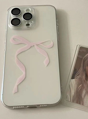 温柔简约粉蓝蝴蝶结合集图案适用于苹果16promax/15新款手机壳软壳透明个性 11/12高级xs/xr防摔7p