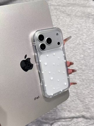 韩风满屏白色星星适用于苹果17/16pro高级12/11透明xsmax创意xr/xs防摔8Plus软壳