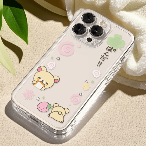 可爱日系草莓轻松熊适用于苹果16/17手机壳iPhone13软壳11/12promax高级x/xr防摔7p创意