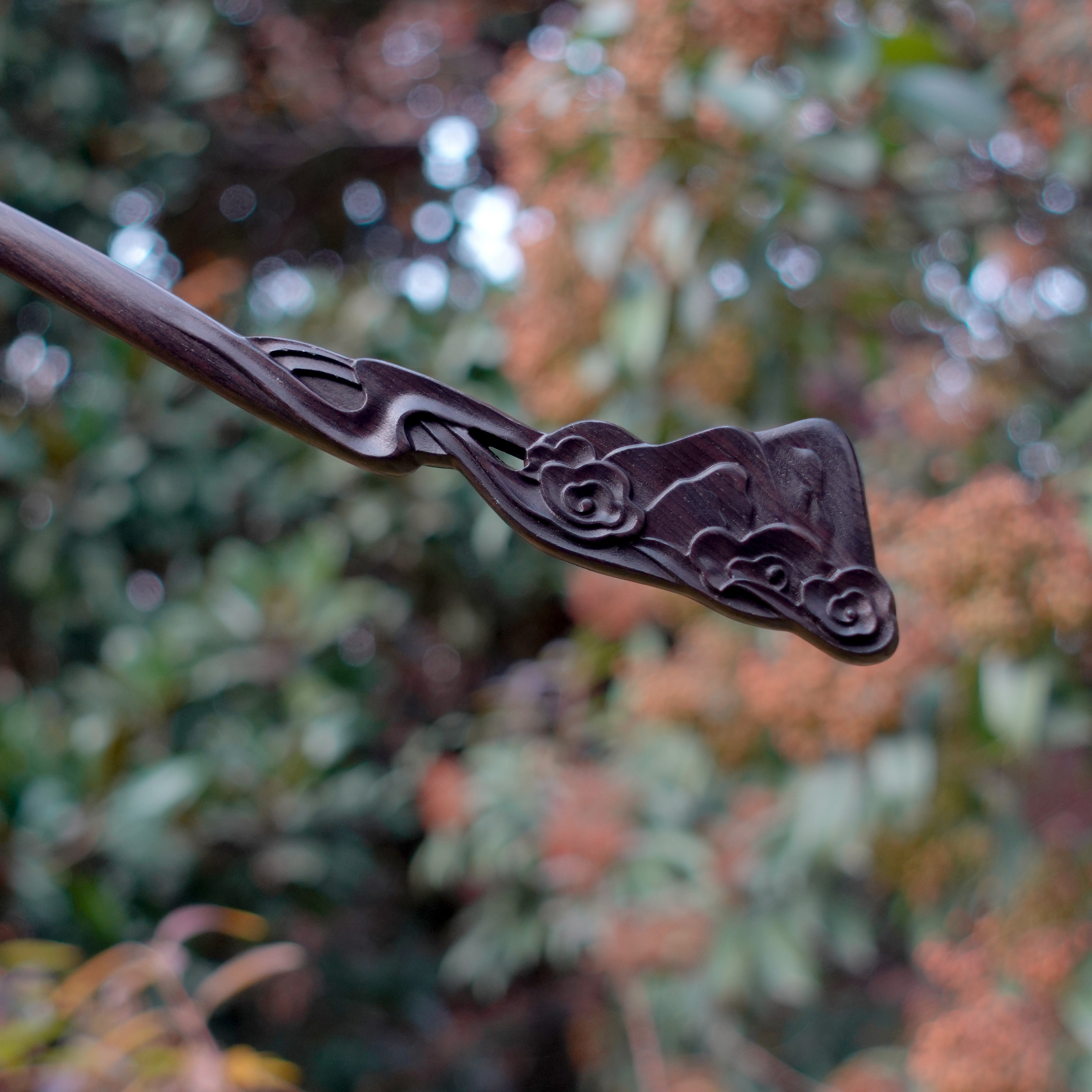 隐木【昆仑】20cm紫光檀木簪中式原创简约古朴百搭复古发簪发饰