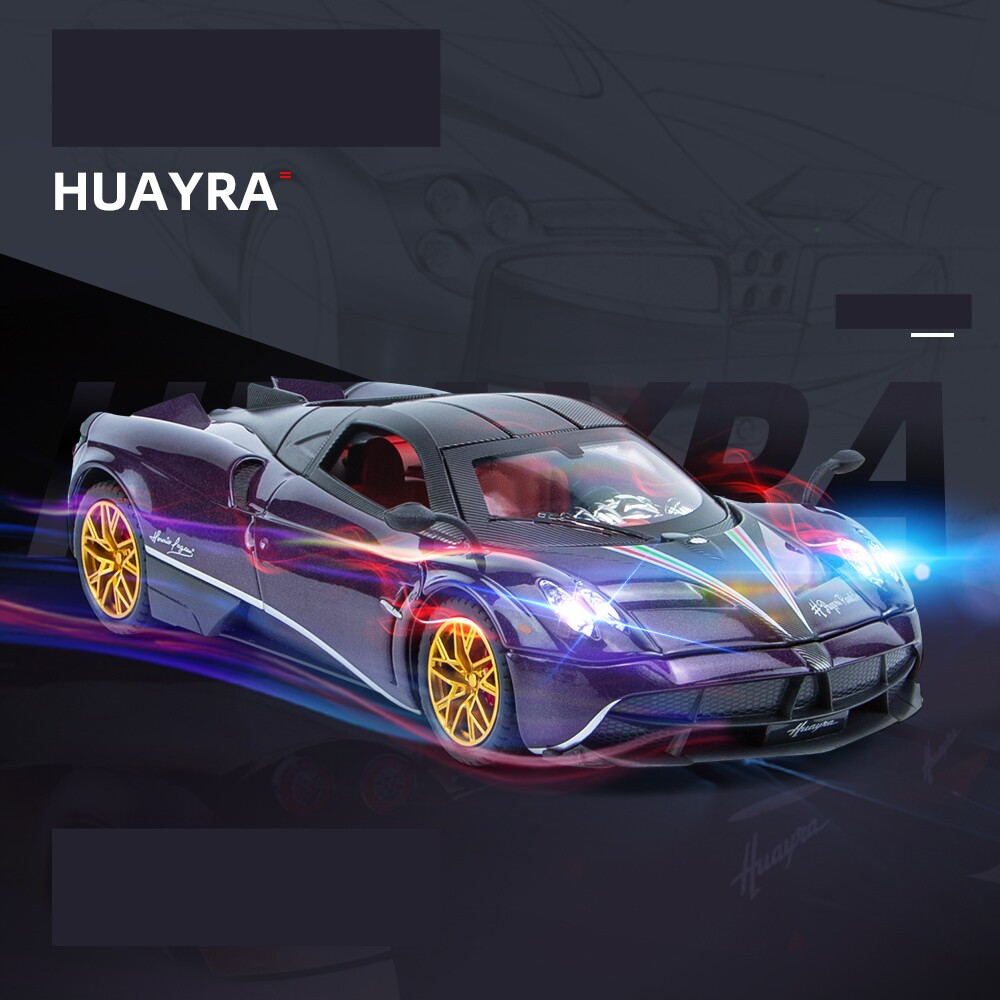 车致1:24仿真帕加尼中国龙合金车模声光儿童玩具汽车摆件泡盒