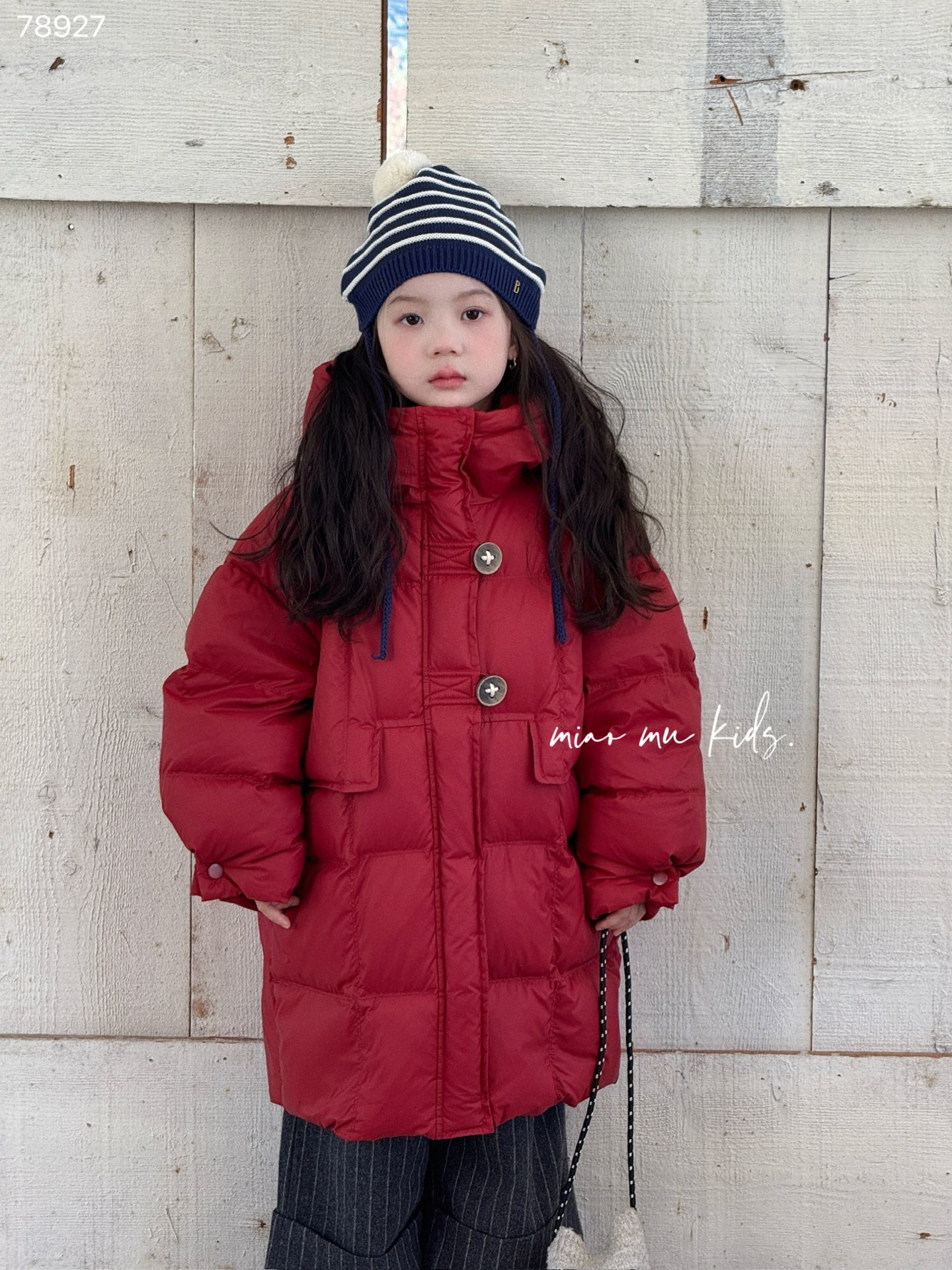 女童洋气红色年款羽绒服杜邦三防新国标90白鸭绒中长款保暖外套