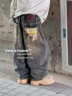 牛仔裤 百搭宽松做旧老爹裤 2026春款 个性 中大童韩版 儿童潮款