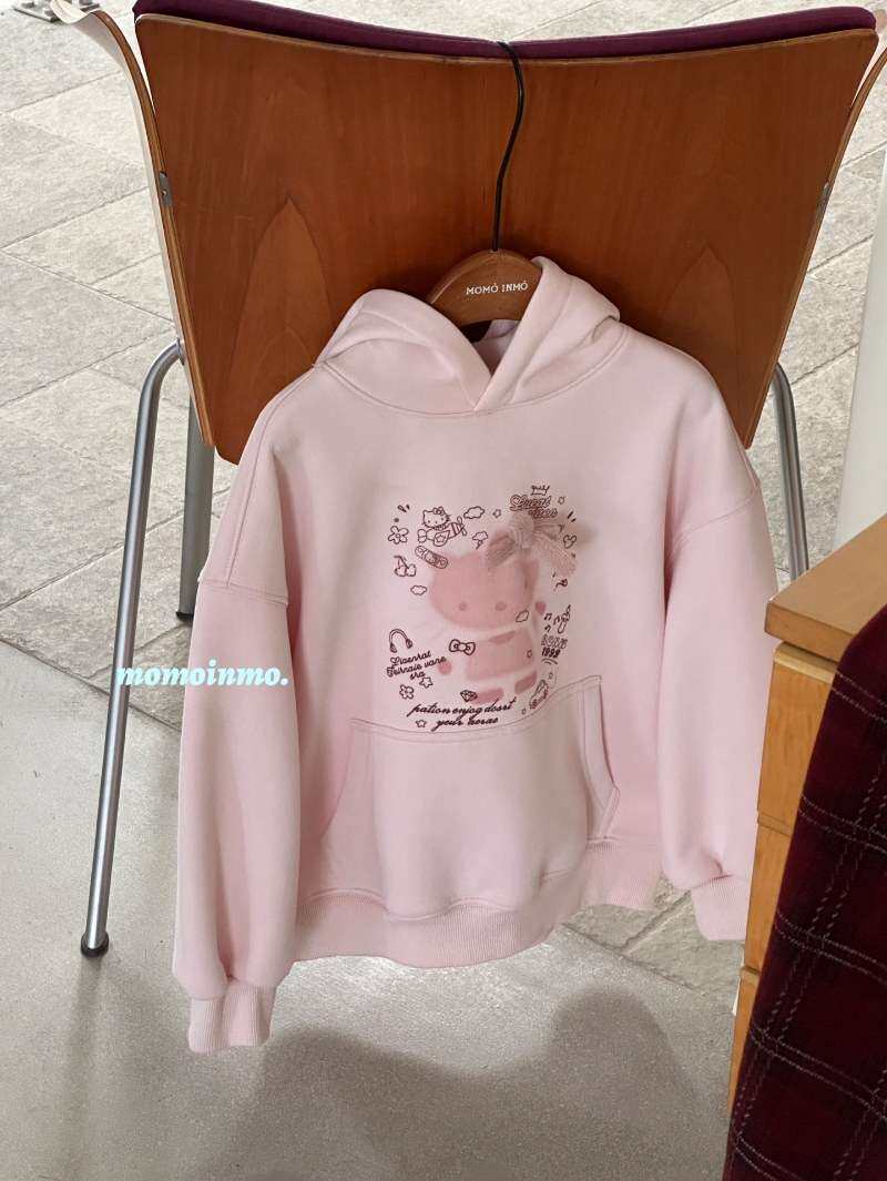 女童粉色奥粒绒卫衣2025冬款中大童可爱百搭加绒加厚保暖连帽卫衣