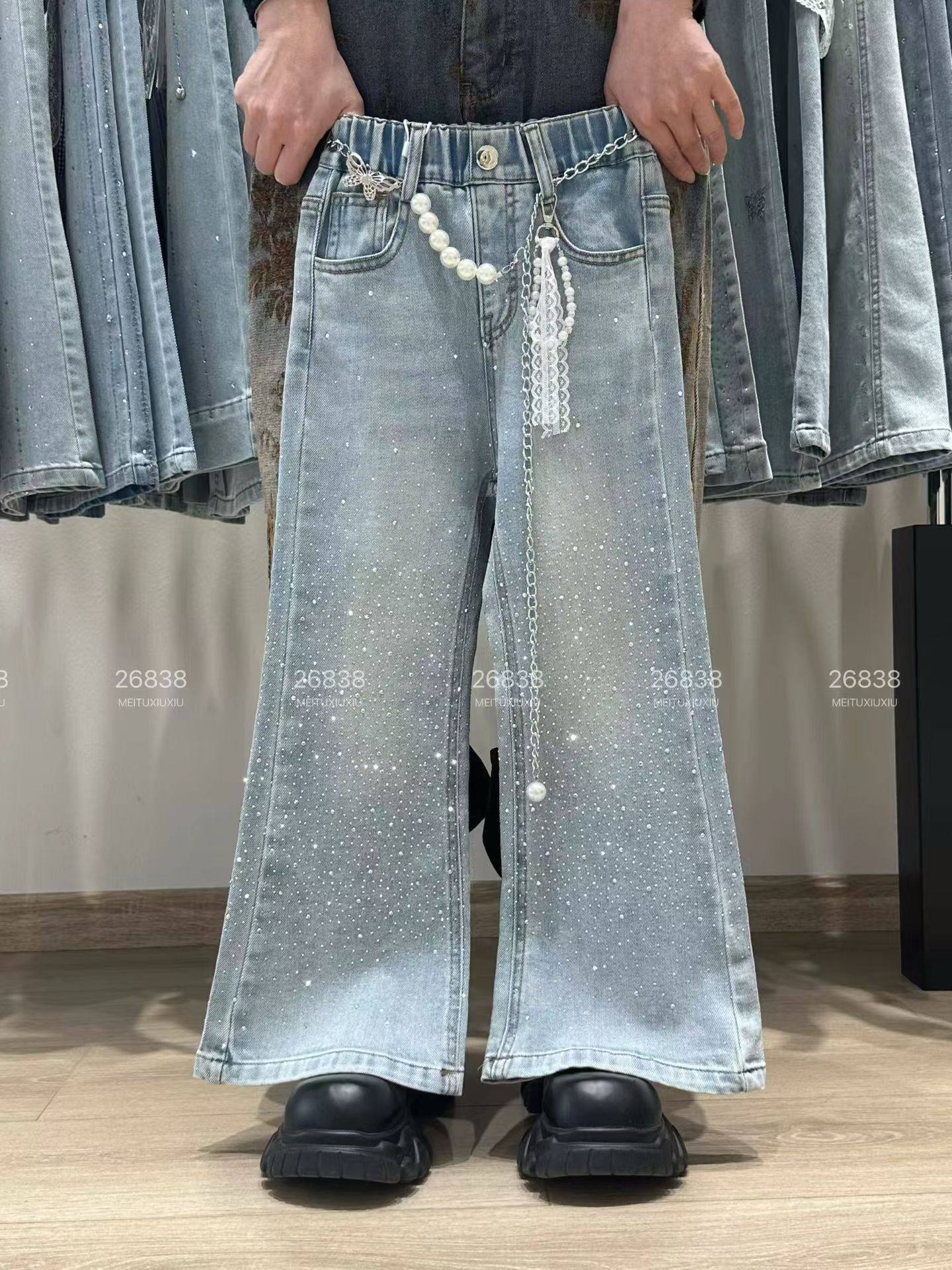 女童烫钻牛仔裤2026春款中大童韩版百搭洋气闪钻牛仔喇叭裤爆款,童装/婴儿装/亲子装,儿童牛仔裤,淘宝优惠券,粉丝福利购,淘宝优惠卷