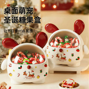 圣诞创意墩墩狗糖果盒桌面零食收纳大容量儿童发圈头绳首饰收纳盒