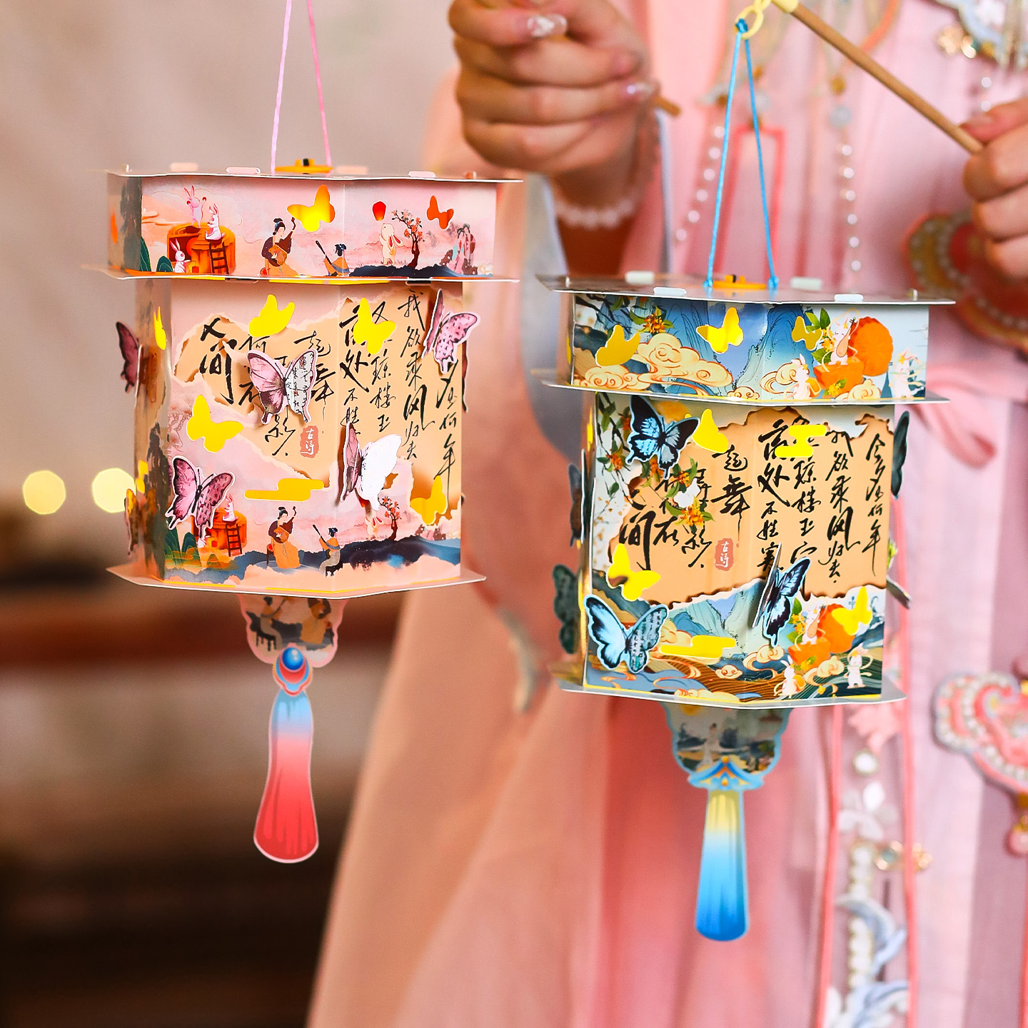 2025新款中秋节儿童手提蝴蝶灯笼