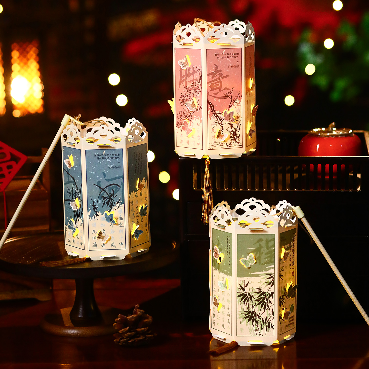 中秋节古风蝴蝶花灯手工diy材料