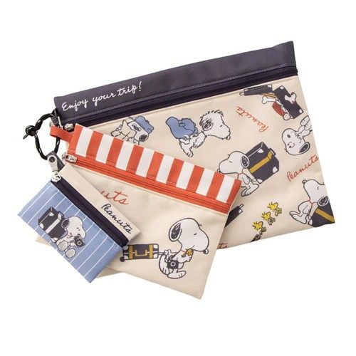 史努比可爱卡通满印拉链化妆包外出便携收纳包包女大中小三只套装,收纳整理,化妆包,淘宝优惠券,粉丝福利购,淘宝优惠卷