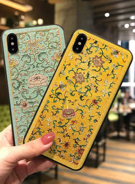 适用于适用于 于iPhone16/15/14/13/12/11手机保护壳浮雕苹 果12覆古15promax国风7plus/8plus古风xsmax古典1